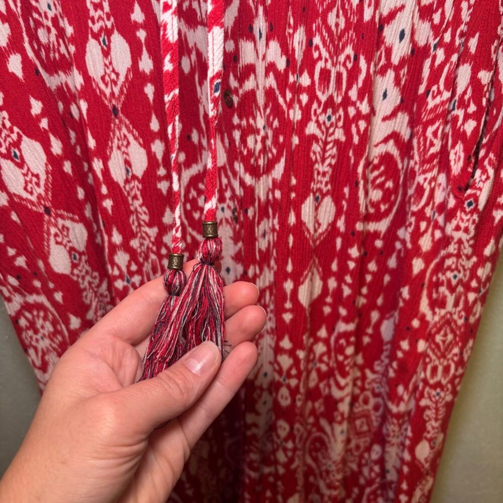 Women's Knox Rose Red White Boho Patterned High Low Maxi Dress XS - Picture 4 of 9